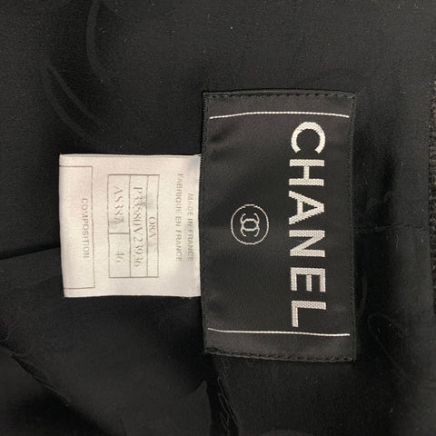 CHANEL Pre-Fall 2008 Size 14 Charcoal Wool Polyamide Double Breasted Coat