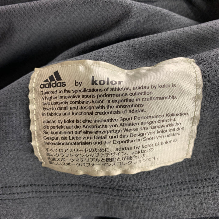 ADIDAS by KOLOR Size XL Black & Silver Mesh Polyester Hooded Sweatshirt