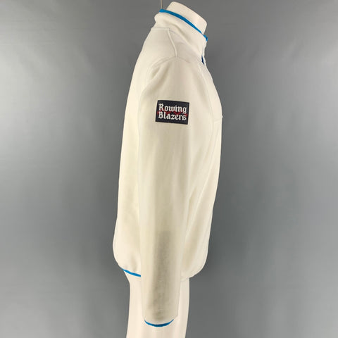 ROWING BLAZERS Size M White Blue Contrast Trim Polyester One pocket Sweatshirt
