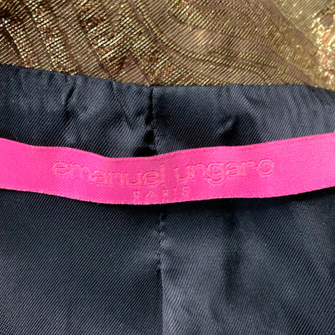 EMANUEL UNGARO Size 4 Gold Silk & Polyester Blazer