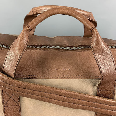 BRUNELLO CUCINELLI Bolsos de viaje de cuero marrón topo