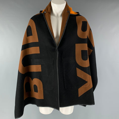 BURBERRY Size One Size Brown Black Logo Lamb Skin Wool Cotton Scarves