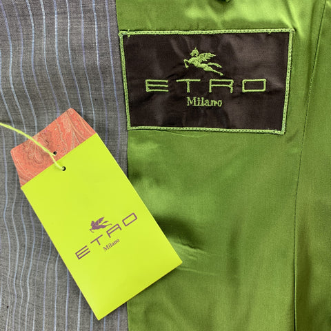 ETRO Talla 38 Traje regular de solapa de muesca de lana / mohair a rayas grises