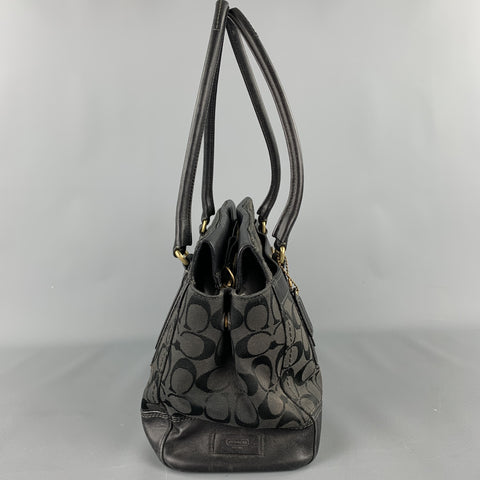 COACH Black Monogram Canvas Top Handles Handbag