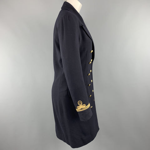 RALPH LAUREN Size 6 Navy Wool Double Breasted Gold Button Nautical Coat