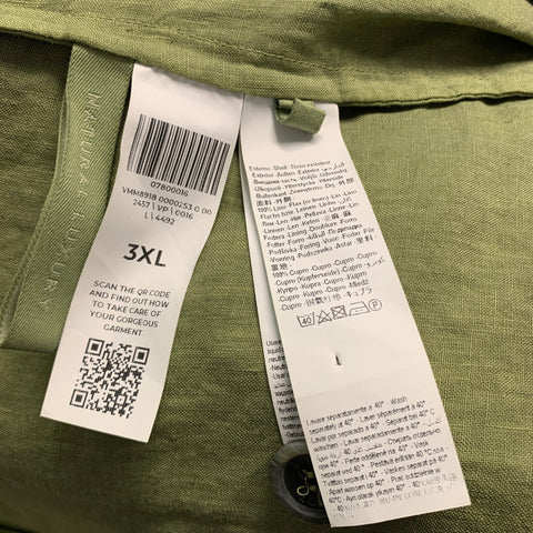 120% LINO Size 46 Green Solid Linen Notch Lapel Sport Coat