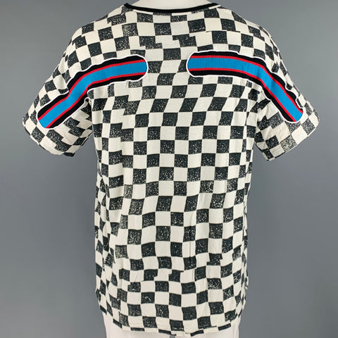 FACETASM Size XL Black White Checkered Cotton One Pocket T-shirt