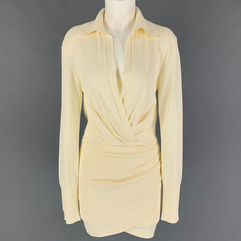 CALIBRE 81 Talla XS Vestido Nojas Crema Viscosa Poliamida Cintura Caída