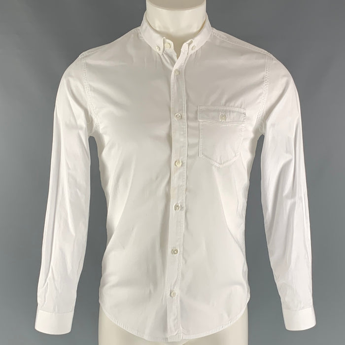BURBERRY PRORSUM Size 38 White Solid Cotton One pocket Long Sleeve Shirt