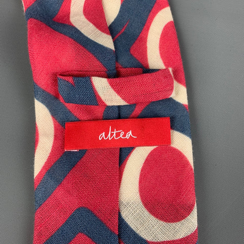 Corbata de ramio de lino con estampado rojo marino ALTEA