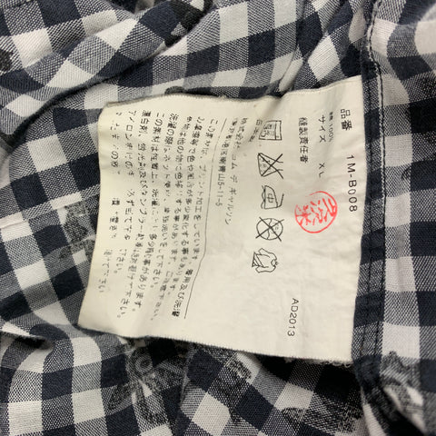 COMME des GARCONS BLACK Size XL Black & White Checkered Cotton Short Sleeve Shirt