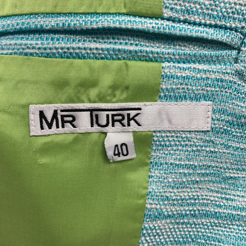 MR. TURK Size 40 Aqua Woven Viscose Blend Notch Lapel Sport Coat