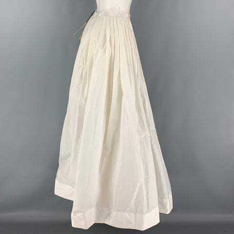 BURBERRY Size 4 White Multi-Color Cotton Nylon Tie Dye Maxi Long Skirt