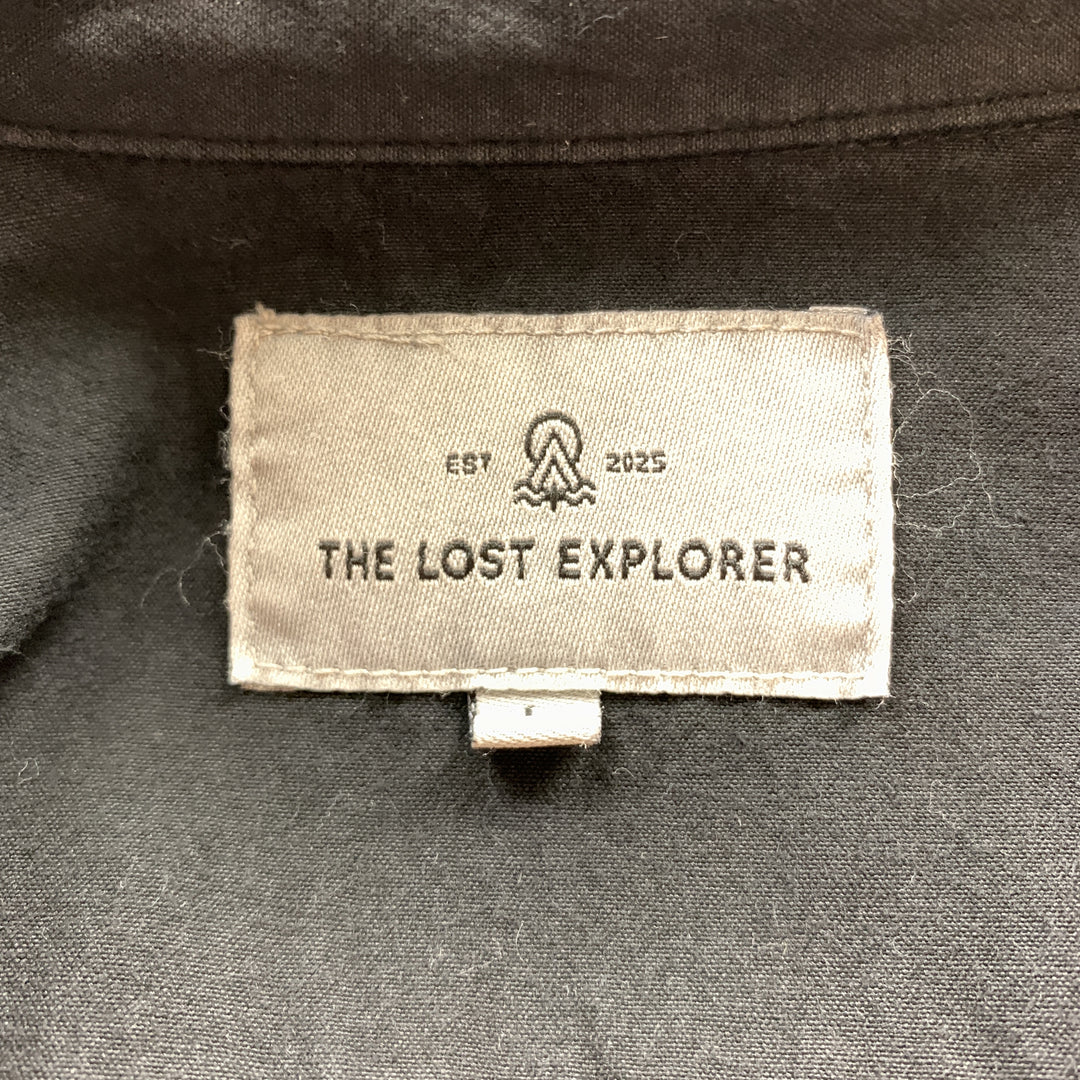 THE LOST EXPLORER Taille L Chemise à manches longues en coton noir avec boutons cachés