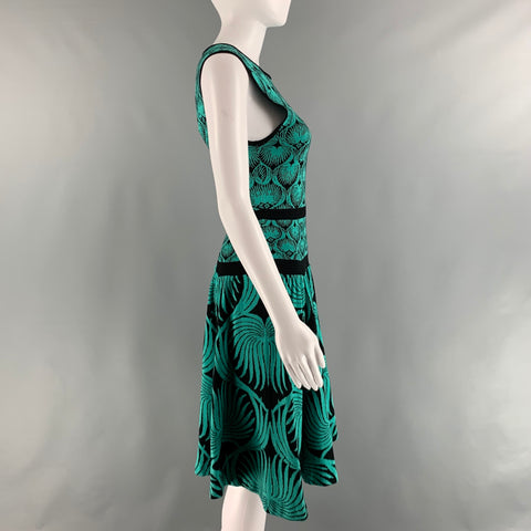 SOPHIE THEALLET Size L Blue Black Silk Abstract Sleeveless Dress