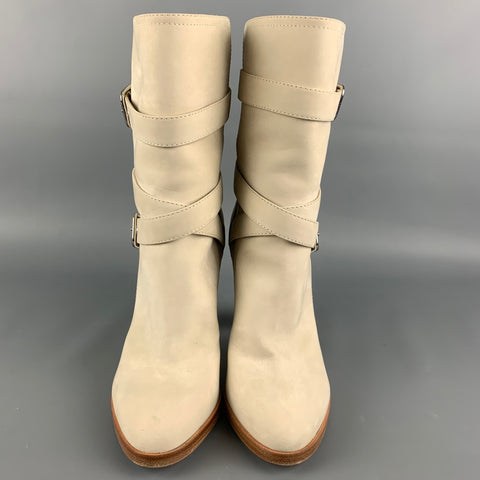 GIANVITO ROSSI Size 8.5 Cream Nubuck Suede Boots