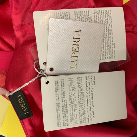 LA PERLA Taille 2 Rouge Rose Laine Élasthanne Plaid Crayon Au-dessus du Genou Ensembles de Tenues