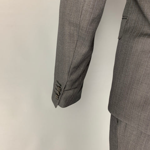 DSQUARED2 Size 38 Dark Gray Blue Stripe Wool Peak Lapel Suit