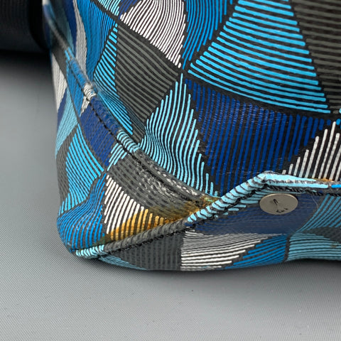 JACK SPADE Blue Charcoal White Triangle Acetate Tote Bag