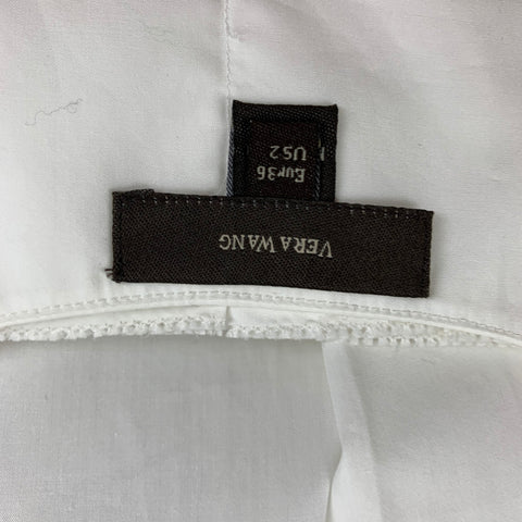 VERA WANG Vestido plisado de tejidos mixtos de seda y algodón blanco talla 2
