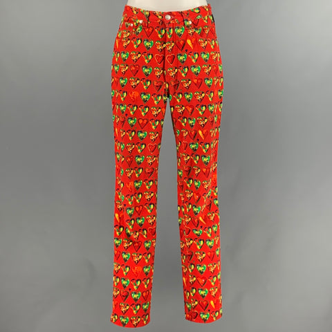 VERSACE JEANS COUTURE Taille 32 Rouge Vert Jaune Coton Jean Cut Pantalon décontracté
