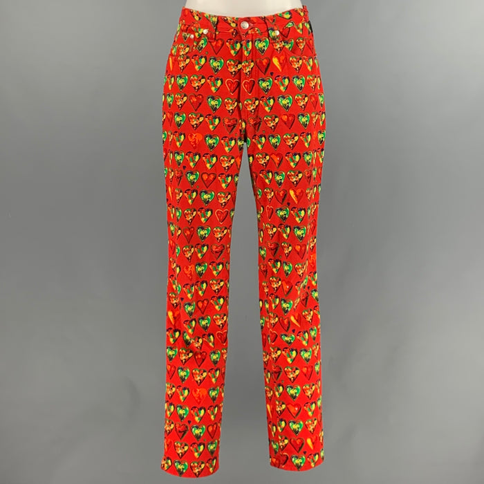 VERSACE JEANS COUTURE Size 32 Red Green Yellow Cotton Jean Cut Casual Pants