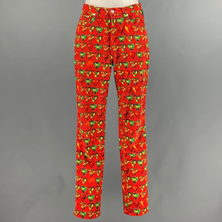 VERSACE JEANS COUTURE Talla 32 Rojo Verde Amarillo Algodón Jean Corte Pantalones Casuales