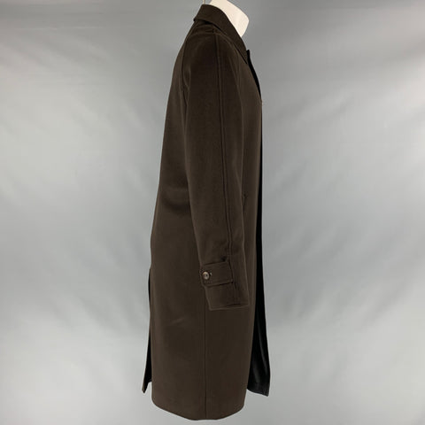 LOUIS VUITTON Taille 40 Manteau réversible en mélange de soie unie noir olive