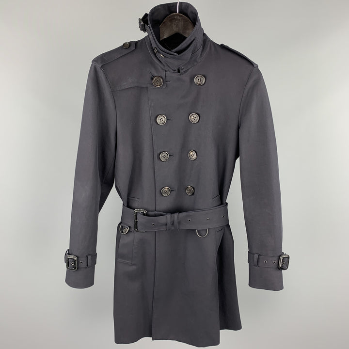 BURBERRY PRORSUM Size 34 Navy Cotton Double Breasted Belted Trenchcoat