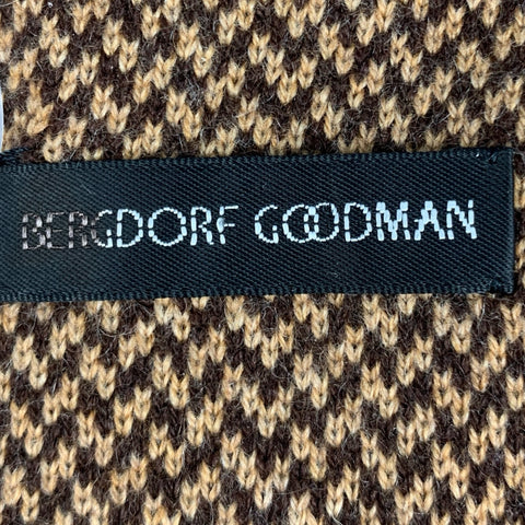 BERGDORF GOODMAN Brown Beige Woven Cashmere Tie