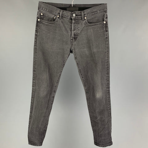 OUR LEGACY Vaqueros ajustados con bragueta de botones y algodón gris talla 32