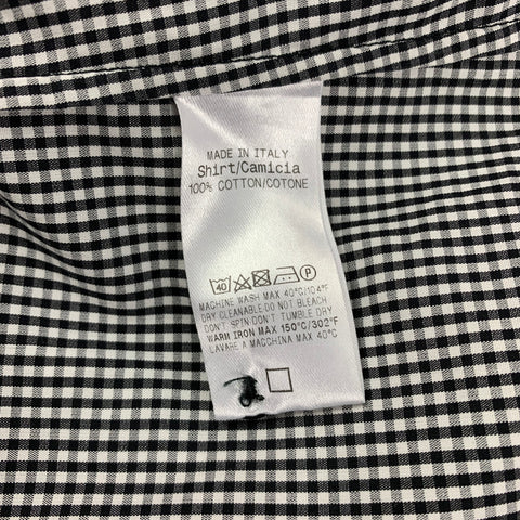 GUCCI Size L Black White Gingham Cotton Short Sleeve Shirt