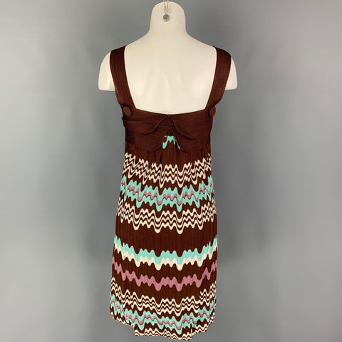 MISSONI Size 2 Brown Blue Knitted Rayon Dress