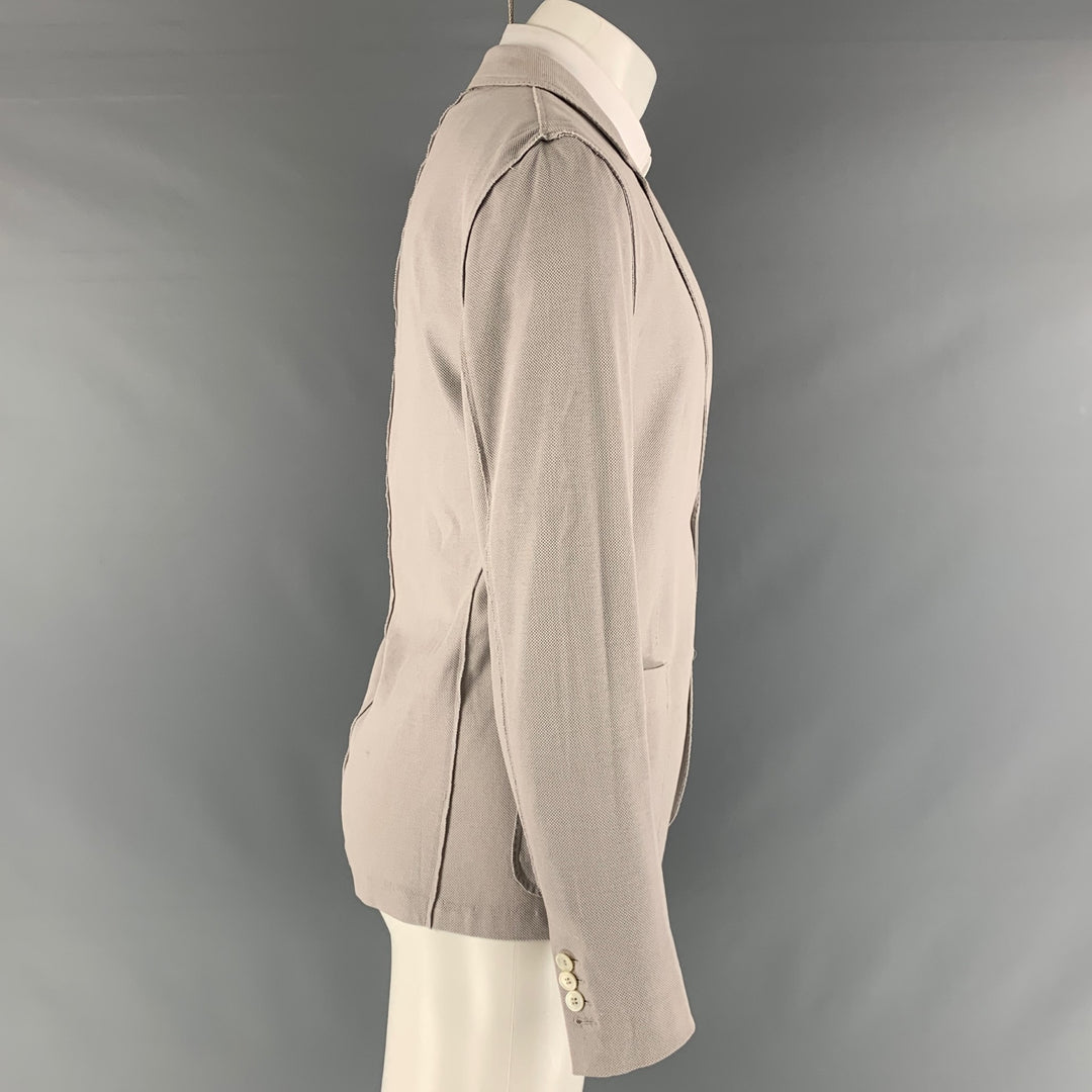 LANVIN Size 38 Light Gray Nailhead Cotton Notch Lapel Sport Coat