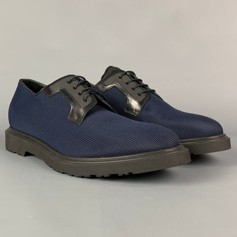 PAUL SMITH Taille 9 Chaussures à lacets en tissu texturé noir marine