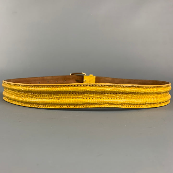 BURBERRY PRORSUM Size 32 Yellow Textured Leather Belt