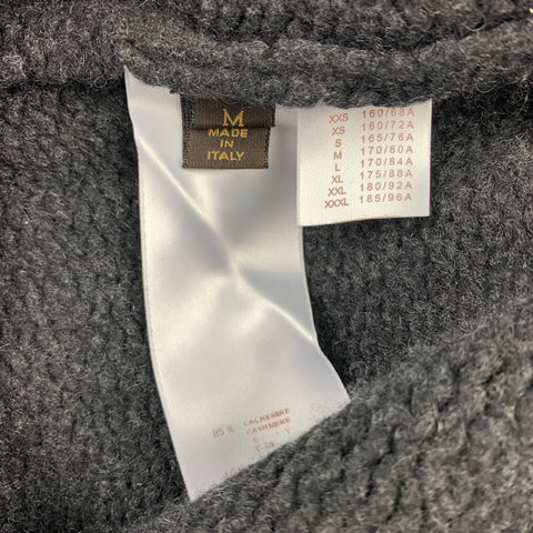LOUIS VUITTON Size M Charcoal Knit Cashmere / Wool Half Zip Sweater