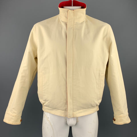 LORO PIANA Size L Red & Beige Cotton Reversible Jacket