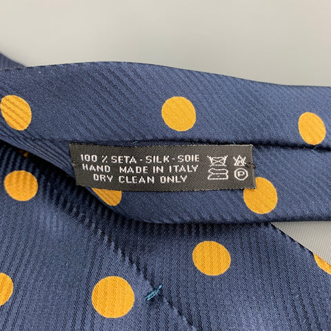 BRIONI Navy Polka Dot Silk Tie