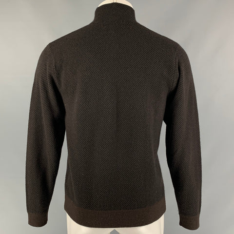 RAFFI Size S Black & Brown Striped Cashmere Sweater