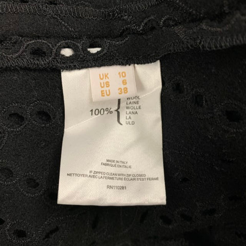 PRINGLE de SCOTLAND Talla 6 Blusa con ojales de lana negra