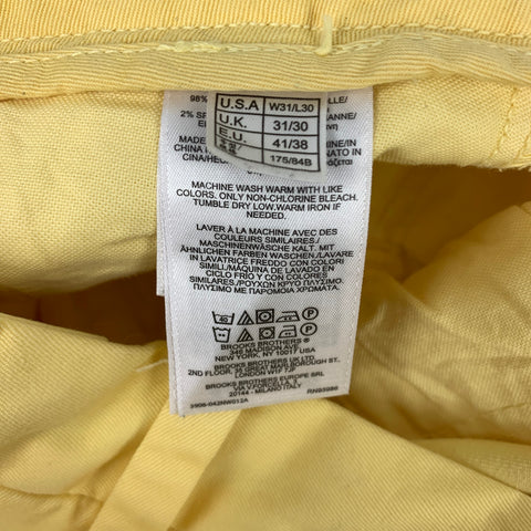 BROOKS BROTHERS Size 31 Yellow Cotton Zip Fly Casual Pants