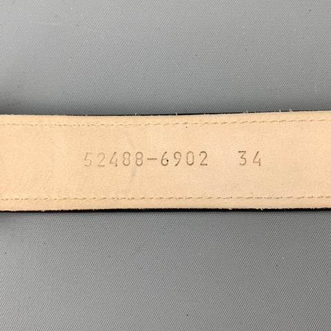 ESCADA Taille XS 26 Ceinture en cuir avec ruban à points contrastés noir