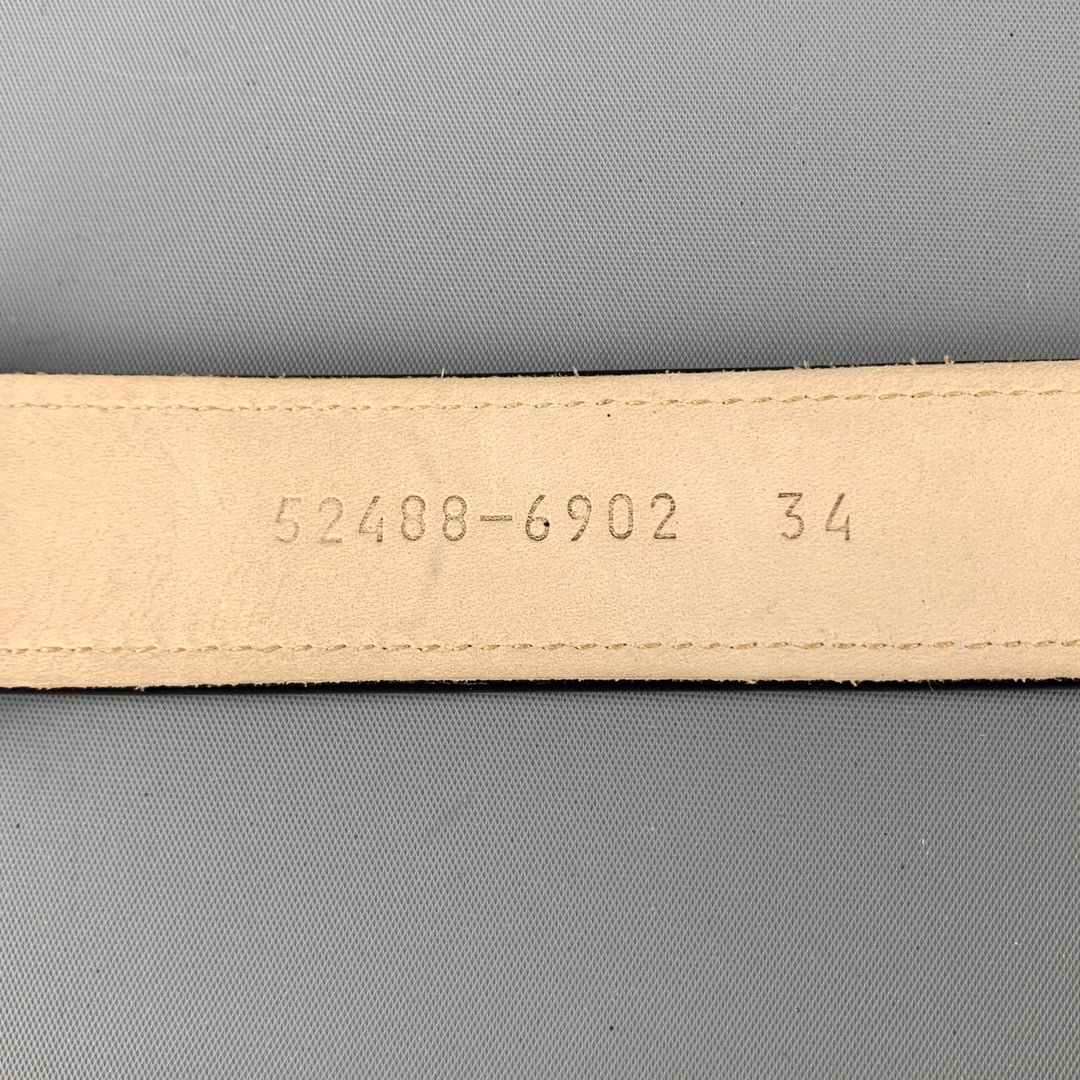 ESCADA Size 34 Black Contrast Stitch Ribbon Leather Belt