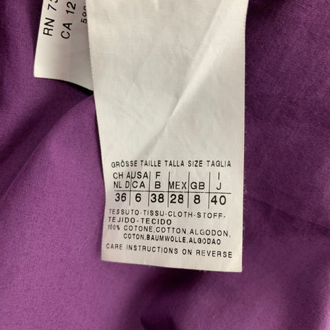 MAX MARA Size 6 Purple Poplin Cotton Pleated Sleeveless A-line Dress