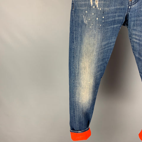 DSQUARED2 Size 34 Blue Washed Cotton Skinny Jeans