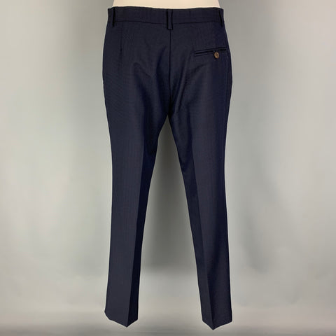 MAISON KITSUNE Size 36 Navy Rhombus Wool Mohair Double Breasted Suit