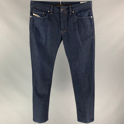 DIESEL Size 33 Indigo Cotton Straight Slim Button Fly Jeans