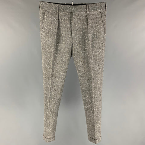 PAUL SMITH Size 32 Grey White Blue Textured Wool Nylon Zip Fly Dress Pants