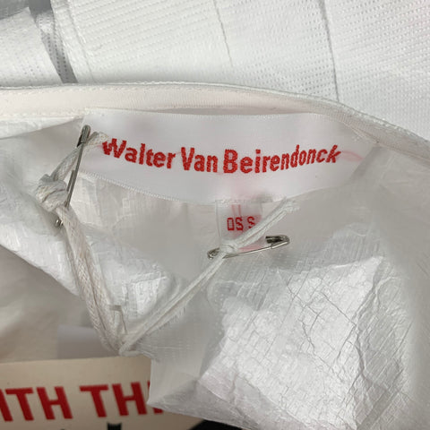 WALTER VAN BEIRENDONCK SS22 White Blue Graphic Tyvek Smile Poncho